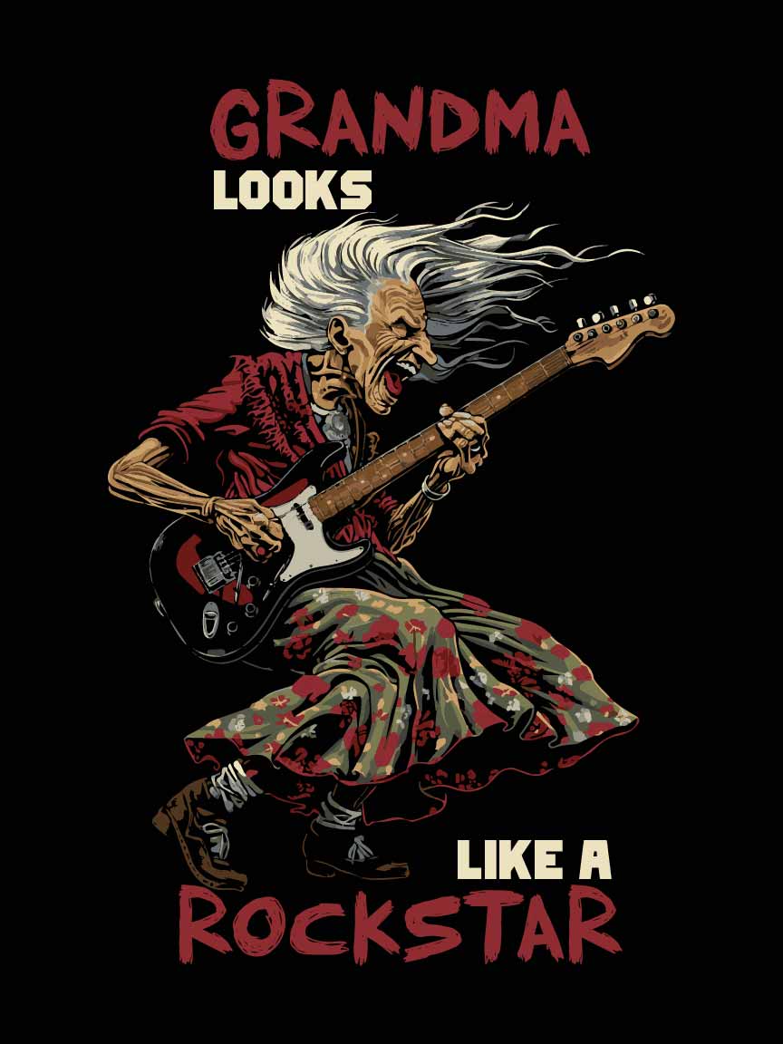 GRANDMA LOOKS LIKE A ROCKSTAR Retro Tee Inspired By Aerosmith s Song grandma-looks-like-a-rockstar-retro-tee-inspired-by-aerosmith-s-song